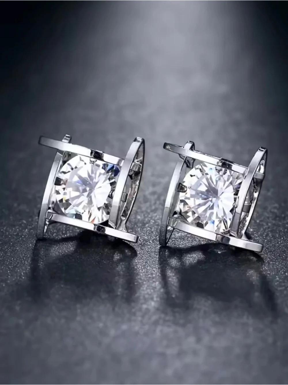 Italian Luxury Boutique Diamond Simulant Crystal Stud Earrings NWOT